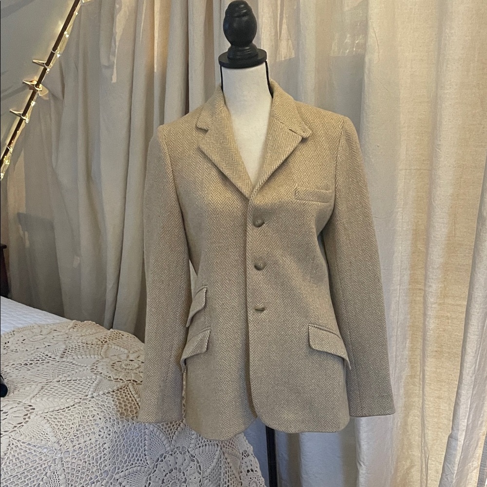 Ralph Lauren Black Label Beige Herringbone Blazer Made in Italy